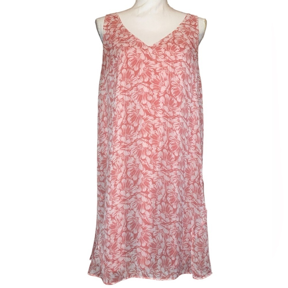 CHARLES HENRY Floral Pattern Tank Mini Dress Pink/Coral & White Size Medium